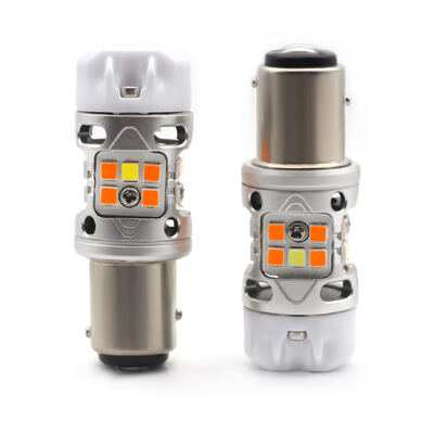 kupować Newest Innovative T3 Dual Color Switchback CANBUS LED Bulb 1157 BAY15D With 1200LM Anti Hyper Flash Amber Turn Signal Light and White DRL online manufacture