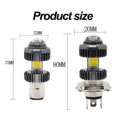 Motocykl Led żarówka reflektora Projektor H4 BA20D Dwukolorowy 20W Mini żarówki do świateł przeciwmgielnych