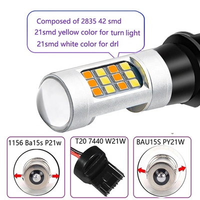 2835 42SMD Dwukolorowy kierunkowskaz LED 7440 T20 CANBUS, aby zapobiec stroboskopii