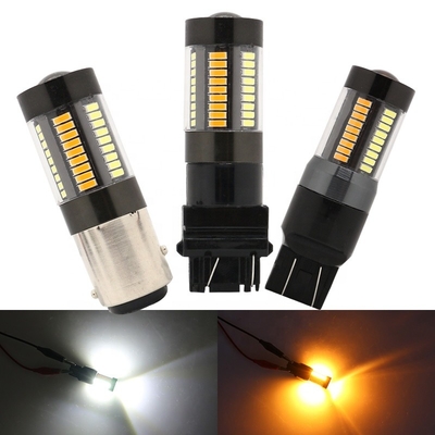 Światła kierunkowskazów LED hamulca 1157 3157 7443 4014 66SMD Dwukolorowy biały żółty 12V Switchback