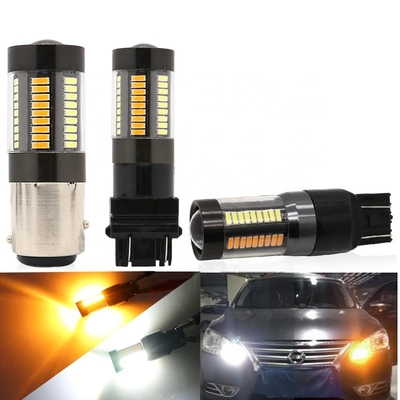 Światła kierunkowskazów LED hamulca 1157 3157 7443 4014 66SMD Dwukolorowy biały żółty 12V Switchback