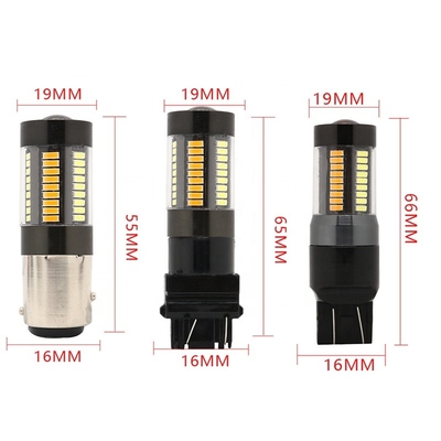 Światła kierunkowskazów LED hamulca 1157 3157 7443 4014 66SMD Dwukolorowy biały żółty 12V Switchback