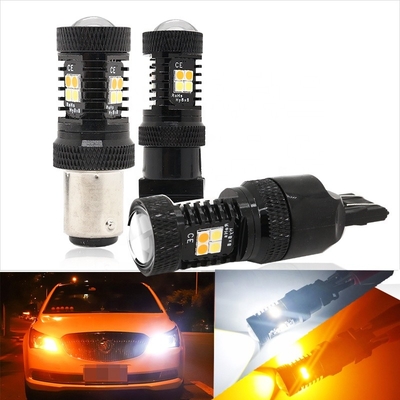 Dwukolorowy biały żółty 12V Switchback LED światła kierunkowskazów hamulca 1157 3157 7443 3030 16SMD