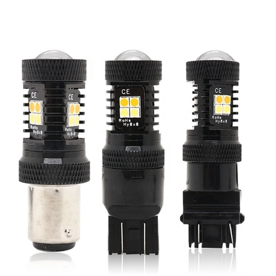 Dwukolorowy biały żółty 12V Switchback LED światła kierunkowskazów hamulca 1157 3157 7443 3030 16SMD