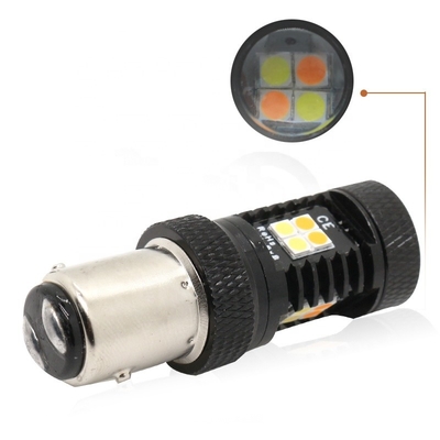 Dwukolorowy biały żółty 12V Switchback LED światła kierunkowskazów hamulca 1157 3157 7443 3030 16SMD