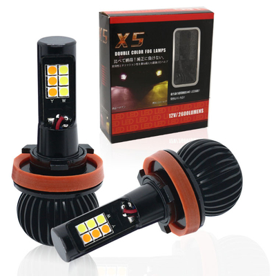 H1 H3 H4 H7 H8 H11 9006 880 Żarówka Led Flash Dwukolorowe uniwersalne światła przeciwmgielne LED