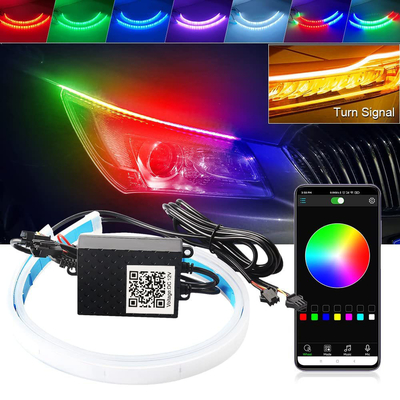 Kontrola aplikacji DRL LED Światło do jazdy dziennej Universal Neon Waterproof Switchback RGB
