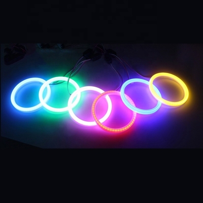 Światło bawełniane Cob Led Angel Eyes Reflektor samochodowy Apertura 70 MM CZERWONA NIEBIESKA Lampa przeciwmgielna 12-18 V 60 MM 80 MM