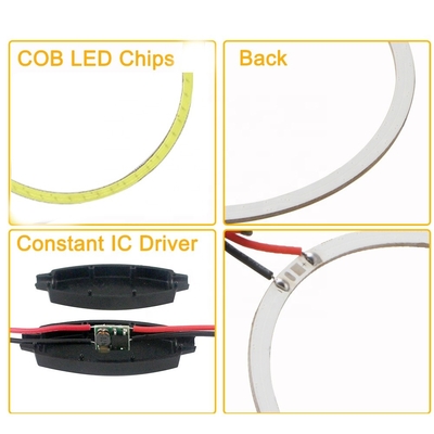 Cob Angel Eyes LED Samochodowe oświetlenie otoczenia 100MM CZERWONA NIEBIESKA Lampa przeciwmgielna 12-18V