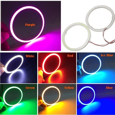 Cob Angel Eyes LED Samochodowe oświetlenie otoczenia 100MM CZERWONA NIEBIESKA Lampa przeciwmgielna 12-18V