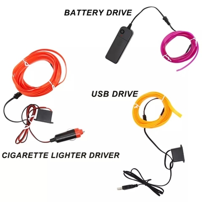 RGB Neon Dekoracyjne EL Wire Wnętrze samochodu Atmosfera Światła USB DIY zimna linia światła