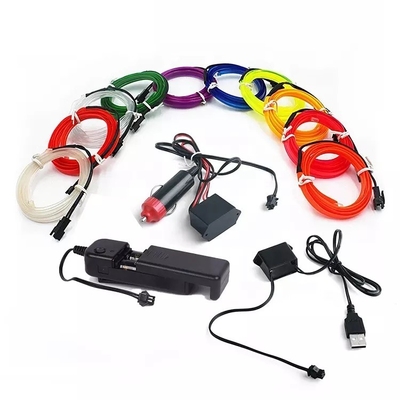 RGB Neon Dekoracyjne EL Wire Wnętrze samochodu Atmosfera Światła USB DIY zimna linia światła