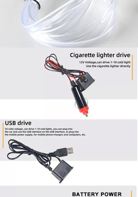 RGB Neon Dekoracyjne EL Wire Wnętrze samochodu Atmosfera Światła USB DIY zimna linia światła