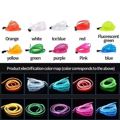 RGB Neon Dekoracyjne EL Wire Wnętrze samochodu Atmosfera Światła USB DIY zimna linia światła