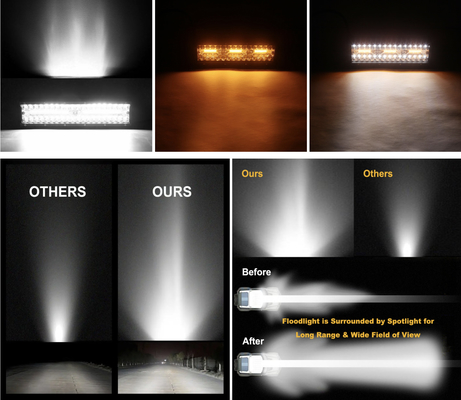 9 cali 180 W Dual Row LED Light Bar Biały / Bursztynowy dla samochodów terenowych