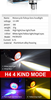 Trzy okulary Motocyklowe reflektory LED Blisko Żółty Daleko Białe Światło pomocnicze