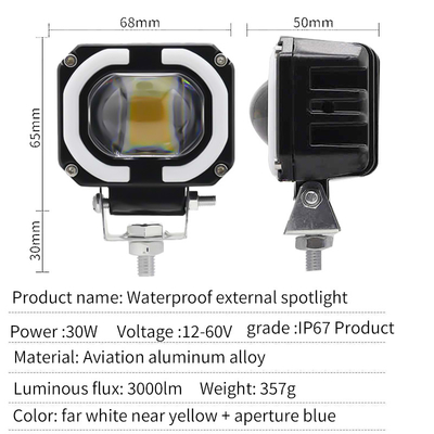 4x4 Offroad Lampa pracy LED Światła główne Mgła Światło jazdy 12-80V 4 cali 30W Dwa kolory