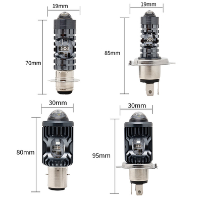 Mini światło jazdy DRL Motocyklowe światło przednie LED żarówka H4 H6 BA20D P15D Samochód Rybie oko Projektor Obiektyw podwójny kolor