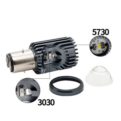 Mini światło jazdy DRL Motocyklowe światło przednie LED żarówka H4 H6 BA20D P15D Samochód Rybie oko Projektor Obiektyw podwójny kolor