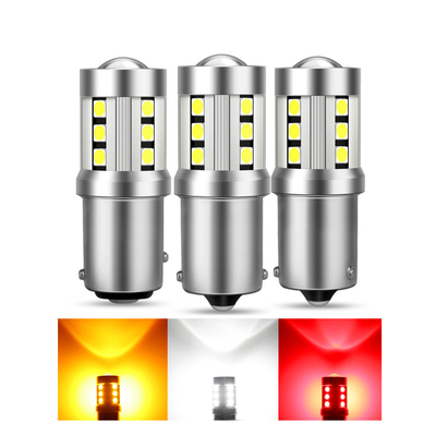 Uniwersalne białe światła świetlne LED dla samochodów1156 1157 3030 15SMD LED żarówka biała żółta tablica rejestracyjna Canbus wnętrze LED