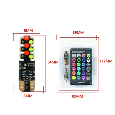 Jasność Nowy typ samochodu Wnętrze żarówka LED T10 5050 6SMD kolor RGB Z RGB Z zdalnym lampem lampowym