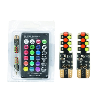Jasność Nowy typ samochodu Wnętrze żarówka LED T10 5050 6SMD kolor RGB Z RGB Z zdalnym lampem lampowym