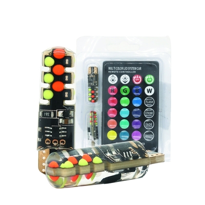 Jasność Nowy typ samochodu Wnętrze żarówka LED T10 5050 6SMD kolor RGB Z RGB Z zdalnym lampem lampowym