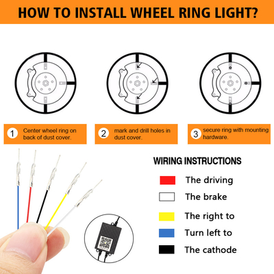 RGB SMD 5050 LED Strip IP67 wodoodporne światło koła samochodowego LED Hub Kolorowe światło RGB światło koła LED dla opon samochodowych z App Control