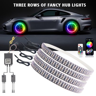 RGB SMD 5050 LED Strip IP67 wodoodporne światło koła samochodowego LED Hub Kolorowe światło RGB światło koła LED dla opon samochodowych z App Control