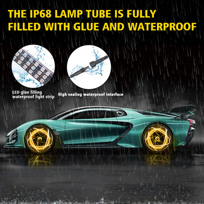 RGB SMD 5050 LED Strip IP67 wodoodporne światło koła samochodowego LED Hub Kolorowe światło RGB światło koła LED dla opon samochodowych z App Control