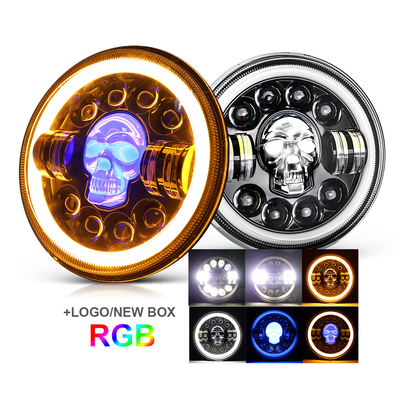 7-calowe okrągłe reflektory motocyklowe LED do Harley Royal Enfield 12000lm
