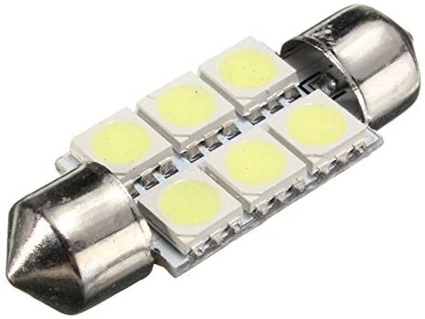 Festoon C5W 5050 6SMD LED oświetlenie wnętrza samochodu żarówka kopuła niebieski biały DC 12V 31mm 36mm 39mm 41mm
