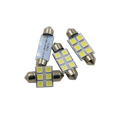 Festoon C5W 5050 6SMD LED oświetlenie wnętrza samochodu żarówka kopuła niebieski biały DC 12V 31mm 36mm 39mm 41mm