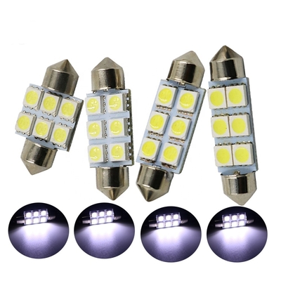 Festoon C5W 5050 6SMD LED oświetlenie wnętrza samochodu żarówka kopuła niebieski biały DC 12V 31mm 36mm 39mm 41mm