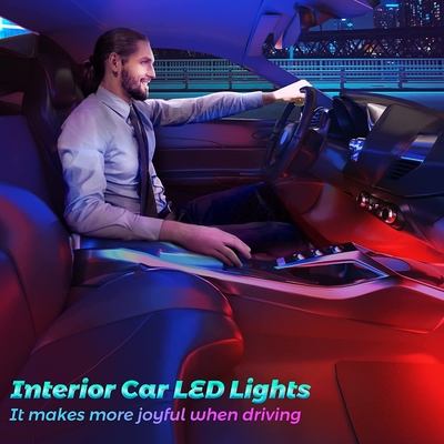 4 szt. 48 Led Strip Car Interior Atmosphere Lights IP65 z portem USB APP Control