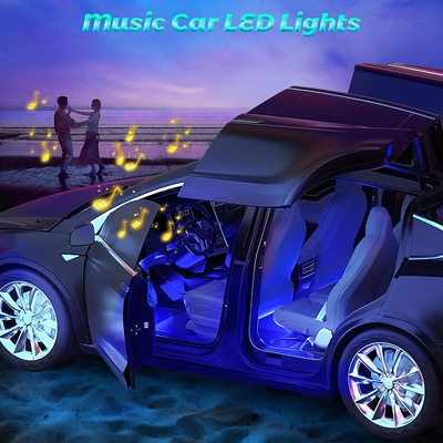 4 szt. 48 Led Strip Car Interior Atmosphere Lights IP65 z portem USB APP Control
