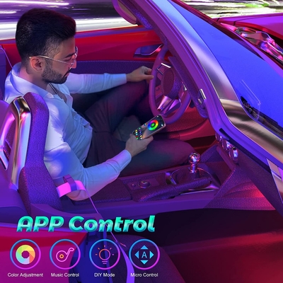 4 szt. 48 Led Strip Car Interior Atmosphere Lights IP65 z portem USB APP Control